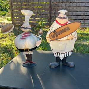 Charming Chef Figurines with Welcome Sign